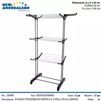 Foto articolo dell\'articolo STENDIBIANCHERIA A 3 LIVELLI IN ALLUMINIO (CORDA 20 MT) CAS434