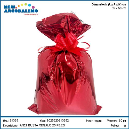 CONFEZIONE 25 BUSTE REGALO METALLIZZATE 35X50 CM AN22